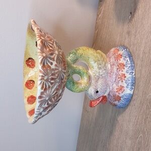 Italian Pottery Multi Color Fish Seashell Elevated Soap Dish